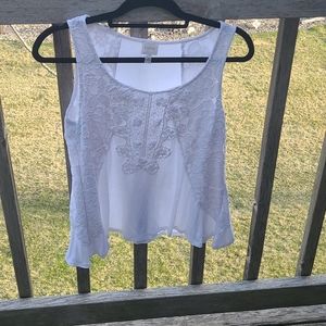 Cupio L White Flower Lace Sleeveless Blouse